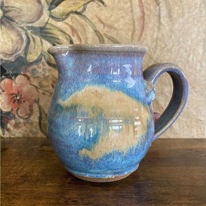 Art Pottery Creamer Cream Pitcher Blue Ocean Colors Multi Signed